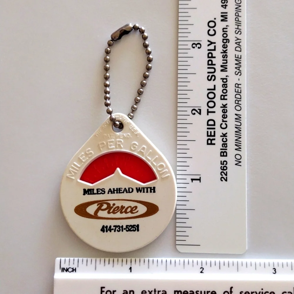 Pierce Miles Per Gallon Mileage Calculator Keychain Promotional Advertising Item